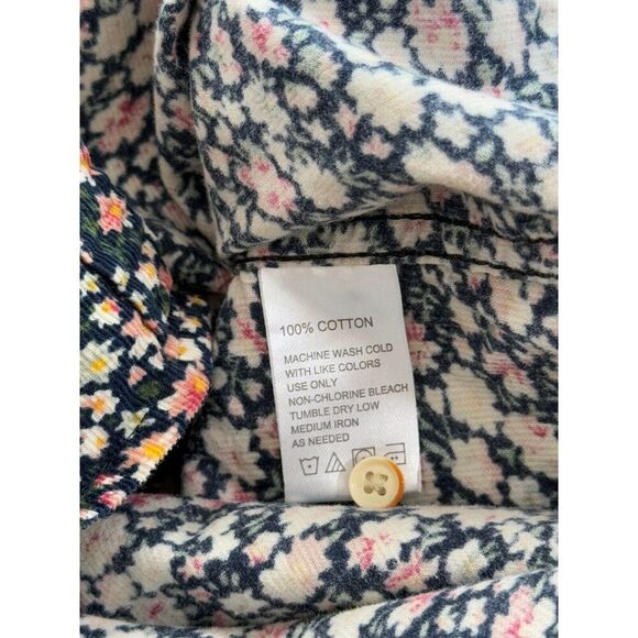 Trovata Birds of Paradis Button Up Shirt Roll Tab Sleeves Size S Cotton Corduroy - Picture 12 of 13